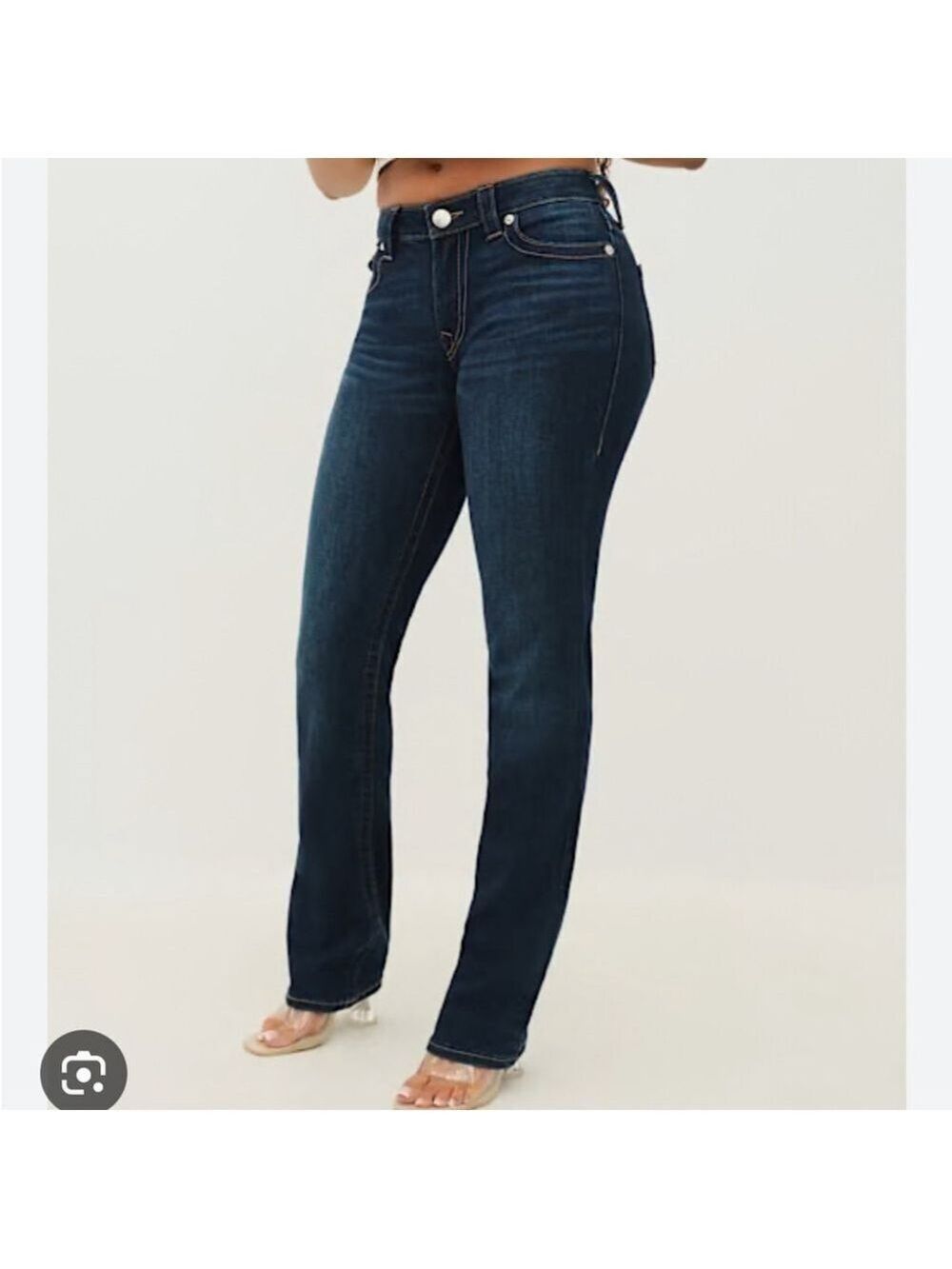 True religion straight leg jeans low rise cotton blend dark blue 5 pockets sz 26 - Picture 14 of 14